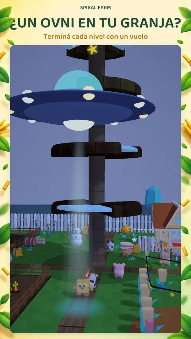 Un ovni sobre la torre y la granja de Spiral Farm.